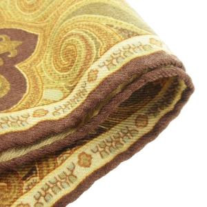 ETRO マフラー ストール スカーフ ウール シルク混 絹 フリンジ ペイズリー柄 総柄 茶 ブラウン /AH5
