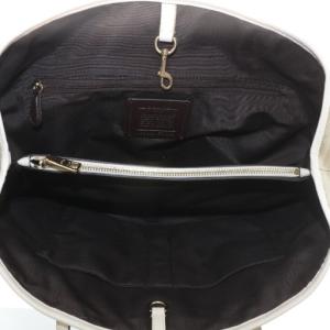 COACH トートバッグ ハンド PVC レザー シグネチャー 総柄 ロゴ ゴールド金具 ベージュ 白 ホワイト F57842