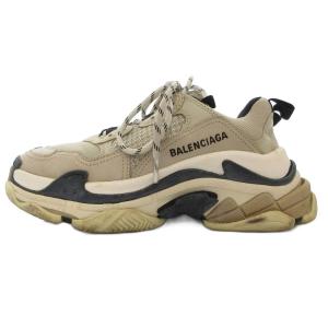 TRIPLE S WOMEN トリプル ダッドスニーカー シューズ 厚底 ロゴ 24cm ベージュ グレー