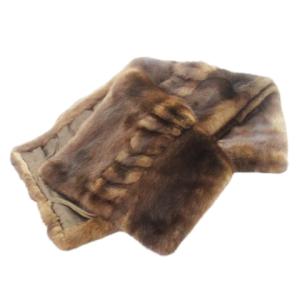 Fourrure ミンクファー マフラー 切替 ワンポイント 茶 ブラウン /CK20 GY18