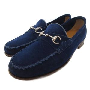 ホースビットローファー モカシン スエード レザー 35 青 ブルー /JS GY18