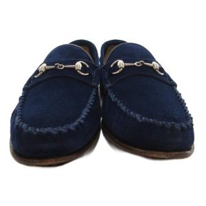 GUCCI ホースビットローファー モカシン スエード レザー 35 青 ブルー /JS GY18
