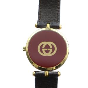 GUCCI 腕時計 シェリーライン ウォッチ クォーツ レザーベルト ロゴ ゴールド色 GY11 /MQ OH