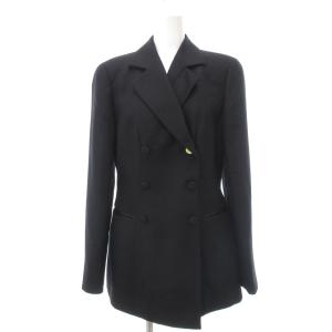 テーラードジャケット ダブルブレスト カシミヤ 42 黒 ブラック /UO GY18