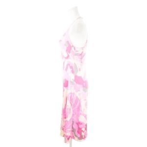 Emilio Pucci ワンピース キャミワンピ ひざ丈 シルク 絹 ストレッチ ロゴ 総柄 小さいサイズ 34 XS ピンク