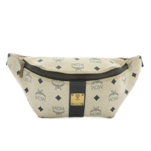 ベルトバッグ ボディバッグ ウエストバッグ レザー ヴィセトス柄 総柄 ロゴ 白 ホワイト 黒 ブラック