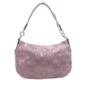 COACH ポピー ショルダーバッグ ハンド 2WAY ピンク シグネチャー柄 スパンコール 14541 /IU GY13