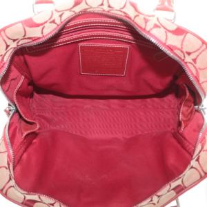 COACH ハンドバッグ トート キャンバス レザー シグネチャー 総柄 赤 レッド 6097 /XZ GY13