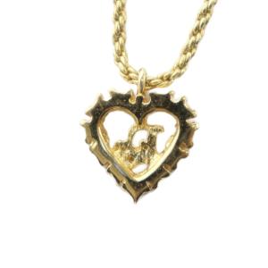 Christian Dior ネックレス アクセサリー ペンダント ラインストーン ハート ロゴ ゴールド色 GY13 /MQ OH