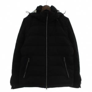 ダウンジャケット ダウンベスト 2WAY アウター フード 裏地チェック柄 ジップアップ L 黒 ブラック