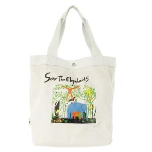 ボルネオチャリティー トートバッグ 2way ショルダーバッグ キャンバス アニマルプリント ライトグレー