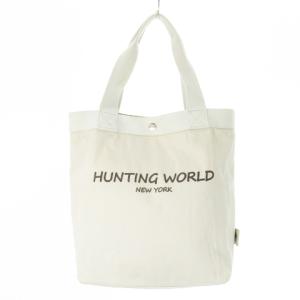 HUNTING WORLD ボルネオチャリティー トートバッグ 2way ショルダーバッグ キャンバス アニマルプリント ライトグレー