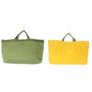 トートバッグ 2way ショルダーバッグ リバーシブル キャンバス ナイロン ロゴ 緑 カーキ オレンジ
