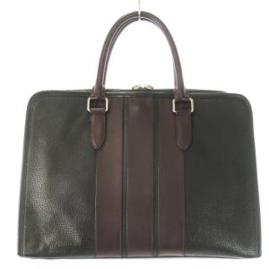 COACH ブリーフケース ビジネスバッグ レザー 革 シボ革 ロゴ型押し ストライプ 切替 配色 黒 ブラック F72308