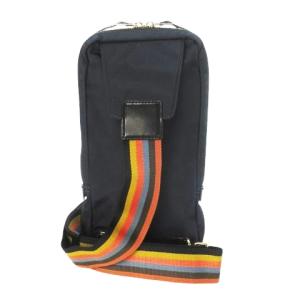 PAUL SMITH ボディバッグ ショルダーバッグ クロスボディ ナイロン レザー 革 ロゴ マルチボーダー 紺 ネイビー