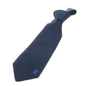 ネクタイ シルク ダミエ ネイビー