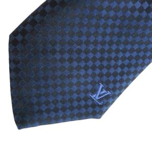 LOUIS VUITTON ネクタイ シルク ダミエ ネイビー