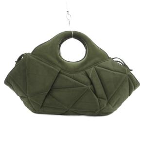 ISSEY MIYAKE ハンドバッグ フェイクスエード 立体加工 緑 グリーン /JS GY18