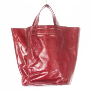 ハンドバッグ レザー 革 エナメル ロゴ型押し 赤 レッド ワイン /CK18 GY11