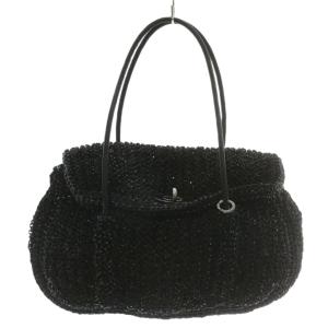 ワイヤーバッグ ハンドバッグ トート ターンロック ロゴ 黒 ブラック /XZ GY11