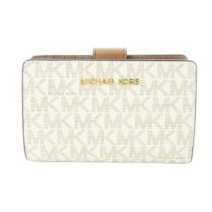 二つ折り財布 ウォレット 小銭入れあり PVC レザー 革 MKロゴ 白 アイボリー /AO4 GY18