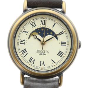 アルバ ALBA V891-0050 腕時計 ウォッチ クォーツ ムーンフェイス ラウンド レザーベルト