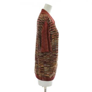 MISSONI カーディガン ニット 半袖 総柄 46 L 茶色 ブラウン /XZ GY18