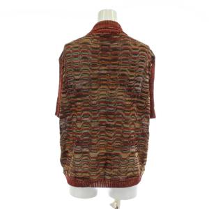 MISSONI カーディガン ニット 半袖 総柄 46 L 茶色 ブラウン /XZ GY18