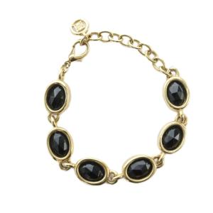 ヴィンテージ ブレスレット アクセサリー ブラックストーン 黒石 ゴールドカラー 金色 GY18 /MQ