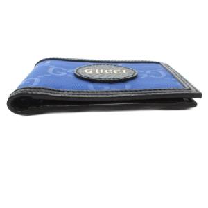 GUCCI OFF THE GRID GGキャンバス 二つ折り財布 ウォレット ロゴ ジャガード レザー切替 青 ブルー