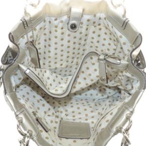 COACH ハンドバッグ トート レザー ターンロック 内側ドット柄 シルバー色 F14510 /XZ GY18