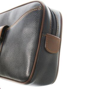 dunhill セカンドバッグ クラッチバッグ レザー 革 シボ革 ストライプ ロゴ 紺 ネイビー /CK12 GY18