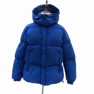 ダウンジャケット スタンドカラー ミドル丈 フード付き ナイロン 48 M 青 ブルー /HO1 GY18