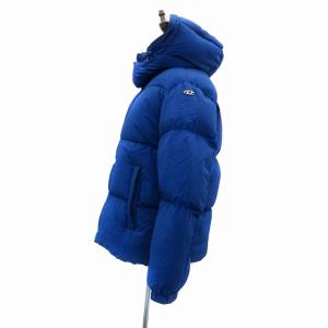 DIESEL ダウンジャケット スタンドカラー ミドル丈 フード付き ナイロン 48 M 青 ブルー /HO1 GY18