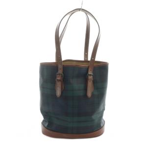 POLO RALPH LAUREN トートバッグ ショルダー PVC レザー ブラックウォッチ ロゴ 緑 グリーン GY18 /MQ
