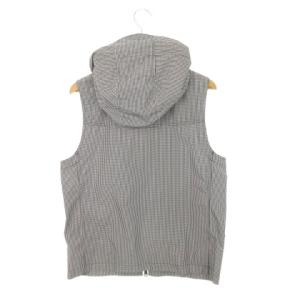 BURBERRY BLACK LABEL ベスト ジャケット ダブルジップ ロゴ刺繍 フーディー チェック 総柄 L 紺 ネイビー /AH3 GY18