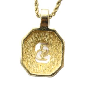 Christian Dior ネックレス アクセサリー ペンダント ロゴ ラインストーン ゴールド色 GY18 /MQ OH