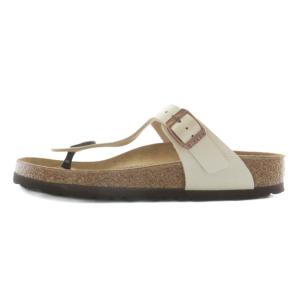 BIRKENSTOCK ギゼ Gizeh サンダル トング レザー オープントゥ ベルト ロゴ 37 24cm パールホワイト