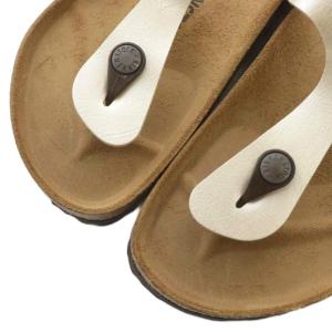BIRKENSTOCK ギゼ Gizeh サンダル トング レザー オープントゥ ベルト ロゴ 37 24cm パールホワイト