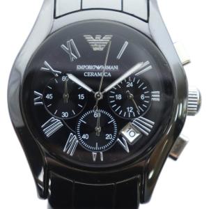 ジャンク品 AR-1400 腕時計 ウォッチ クォーツ クロノグラフ カレンダー付き ロゴ 黒 ブラック