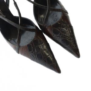 DOLCE&GABBANA パンプス ポインテッドトゥ ハイヒール レザー 35.5 22.5cm 茶 ブラウン GY17 /MQ