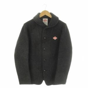 WOOL MOSSER CORT ステンカラーコート 丸襟 ショート丈 ロゴ 42 L グレー 16A-SL-001