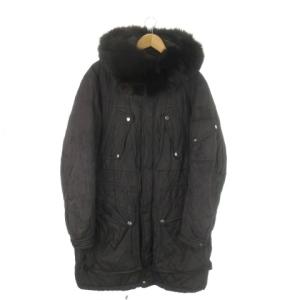 ミリタリーコート モッズ ジップアップ フーディ ファー 50 M 黒 ブラック /AO8 GY18