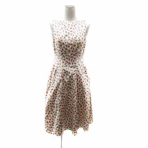 ワンピース ミモレ丈 ノースリーブ 花柄 マルチカラー シルク 40 M アイボリー /SY28 GY17