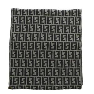 FENDI マフラー ストール ウール ズッカ柄 総柄 50 黒 ブラック グレー /XZ OH GY18