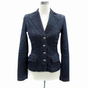 デニムジャケット テーラードジャケット ミドル丈 総裏地 36 青 ブルー /MA3 GY18