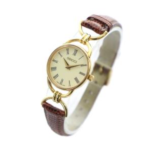 GUCCI 6000.2.L 腕時計 ウォッチ クォーツ ロゴ レザーベルト ゴールド色 GY18 /MQ OH