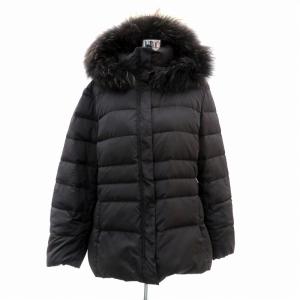 ダウンジャケット ミドル丈 ファー フード付き 大きいサイズ 48 4L 黒 ブラック /HO21 GY13