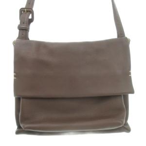 フラップショルダーバッグ 本革 レザー 鹿革 ディアスキン 茶 ブラウン /AH22 GY18