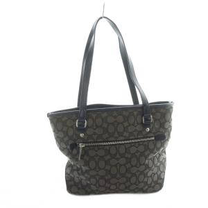 COACH トートバッグ ハンド F58282 キャンバス レザー シグネチャー ロゴ 黒 ブラック GY18 /MQ